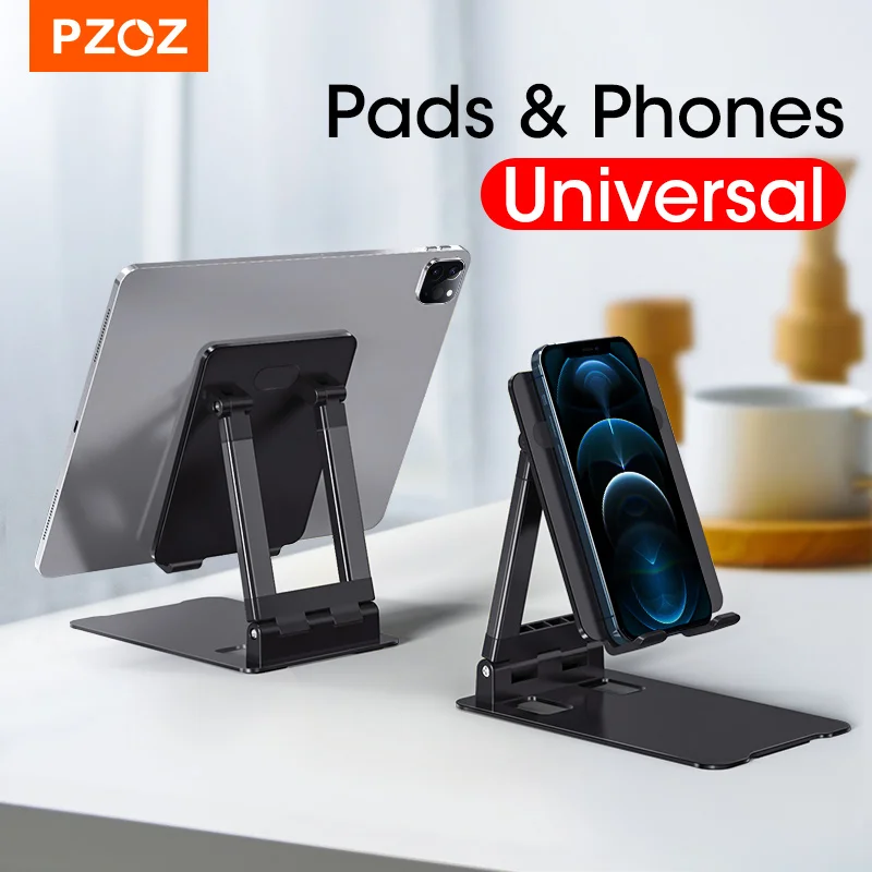 pzoz desk holder for ipad iphone 12 11 pro max mobile phone universal desktop tablet foldable table cell phone desk holder stand free global shipping