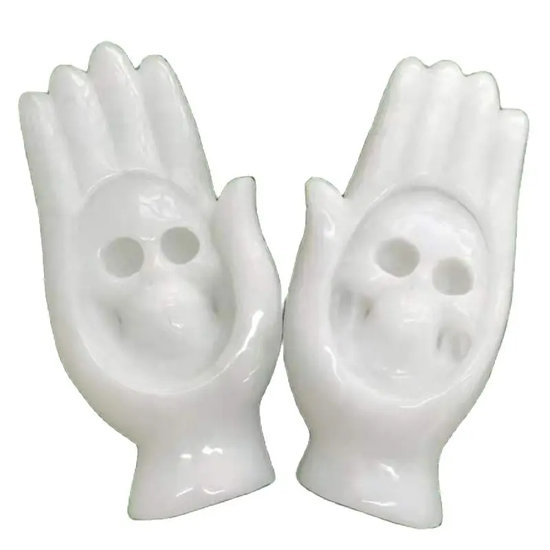 

Белые нефритовые резные вручную Хрустальные кварцевые черепа Omament Fengshui для подарка и коллекции ZY