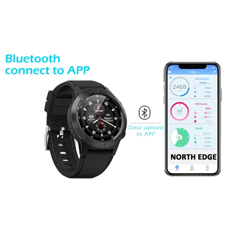 

HOT-NORTH EDGE GPS Smart Watch IP67 Waterproof Heart Rate Blood Pressure Monitor Clock for Men Women