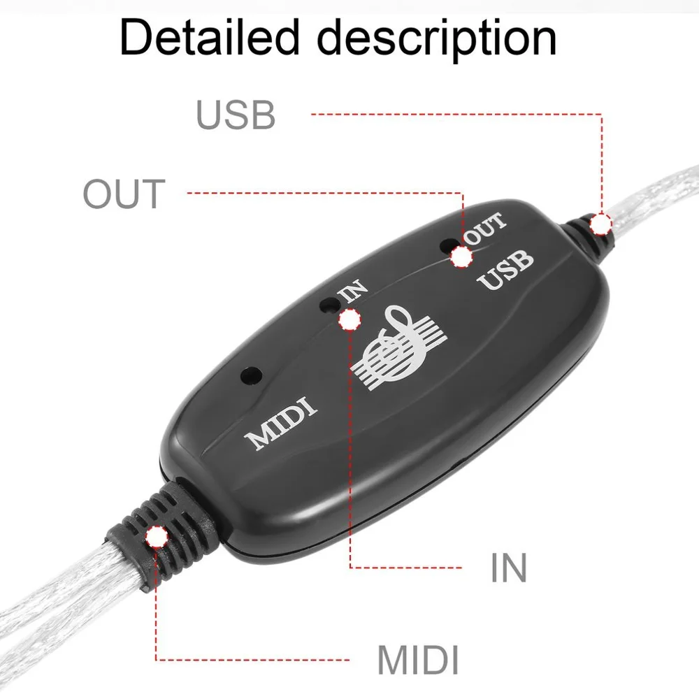 Кабель адаптер с интерфейсом миди USB для клавиатуры электронного барабана