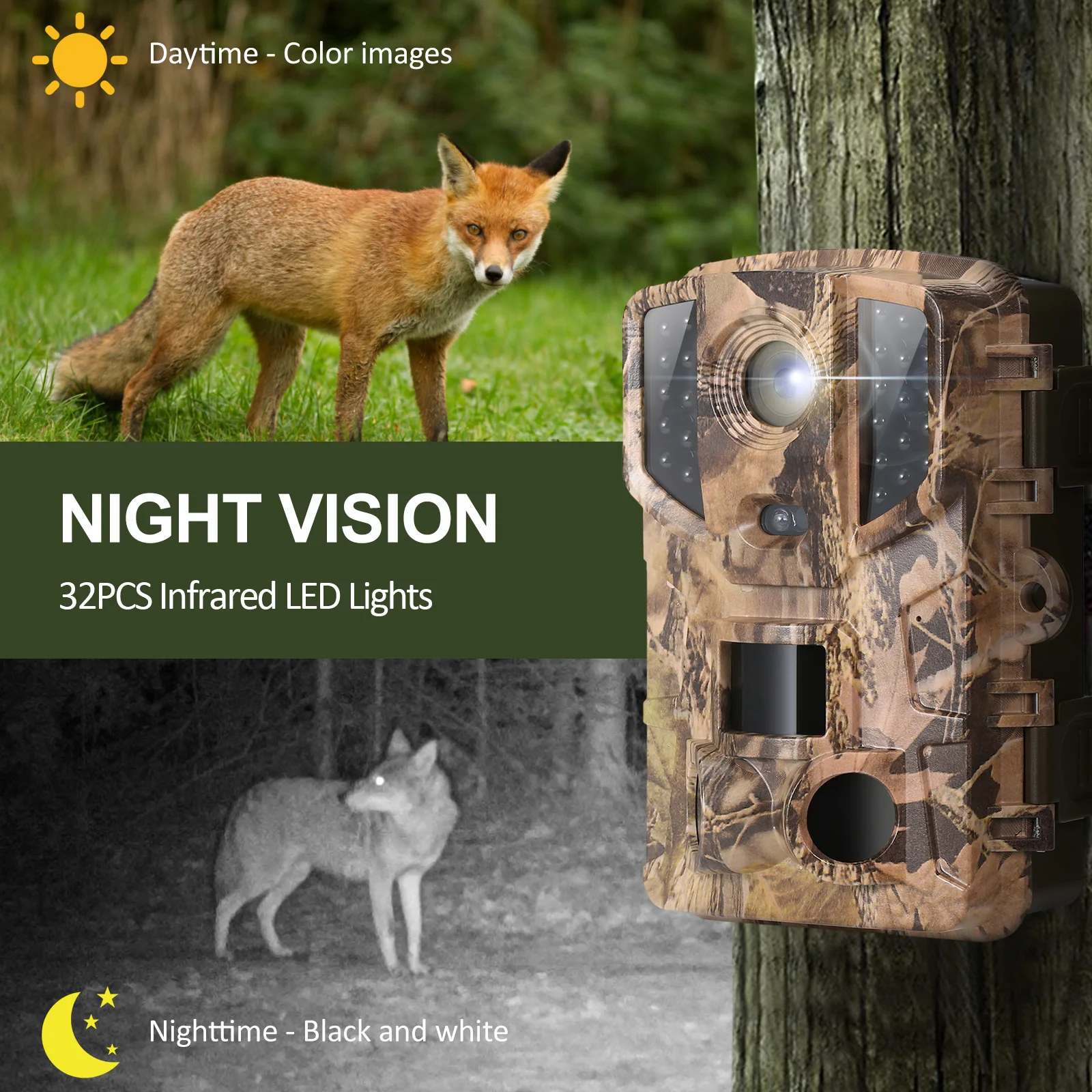 

Trail Camera Waterproof 20MP 1080P Hunting Game Camera with 3 Infrared Sensors Night Vision Motion Activated Wildlife Camera