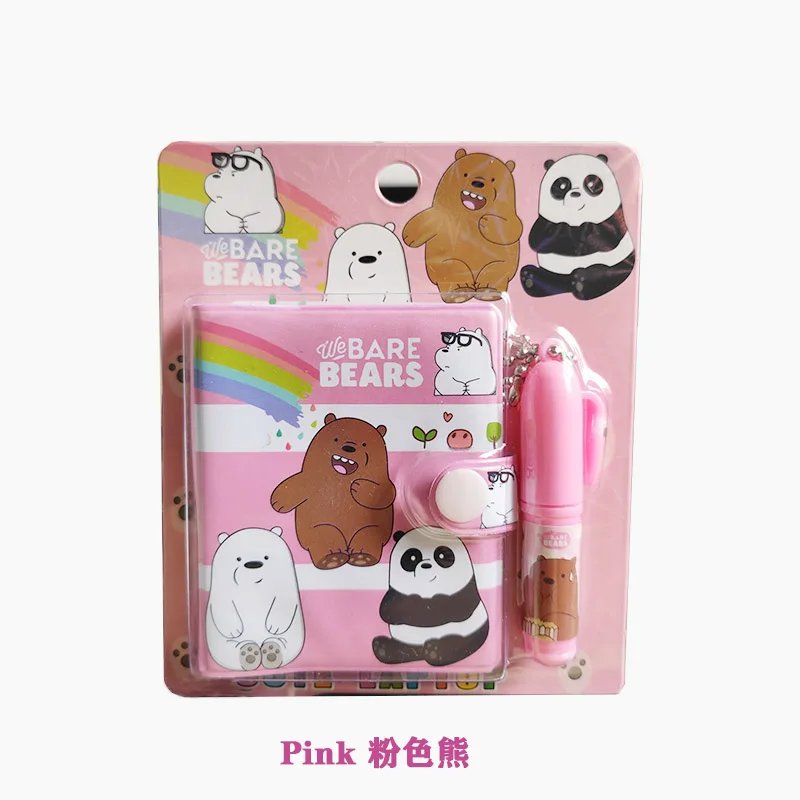 Pink Bear Мини Единорог блокнот с Фламинго с ручкой набор Kawaii животных медведи карманные блокноты для детей новые подарки студенческие канцелярские принадлежности - Цвет: Pink Bear