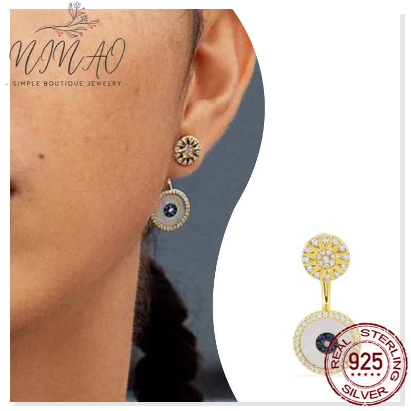 

Серьги-гвоздики из серебра 925 пробы с цирконом, серьги «глаз дьявола» для девочек, праздничные подарки, подходящие ко всему модные высококач...