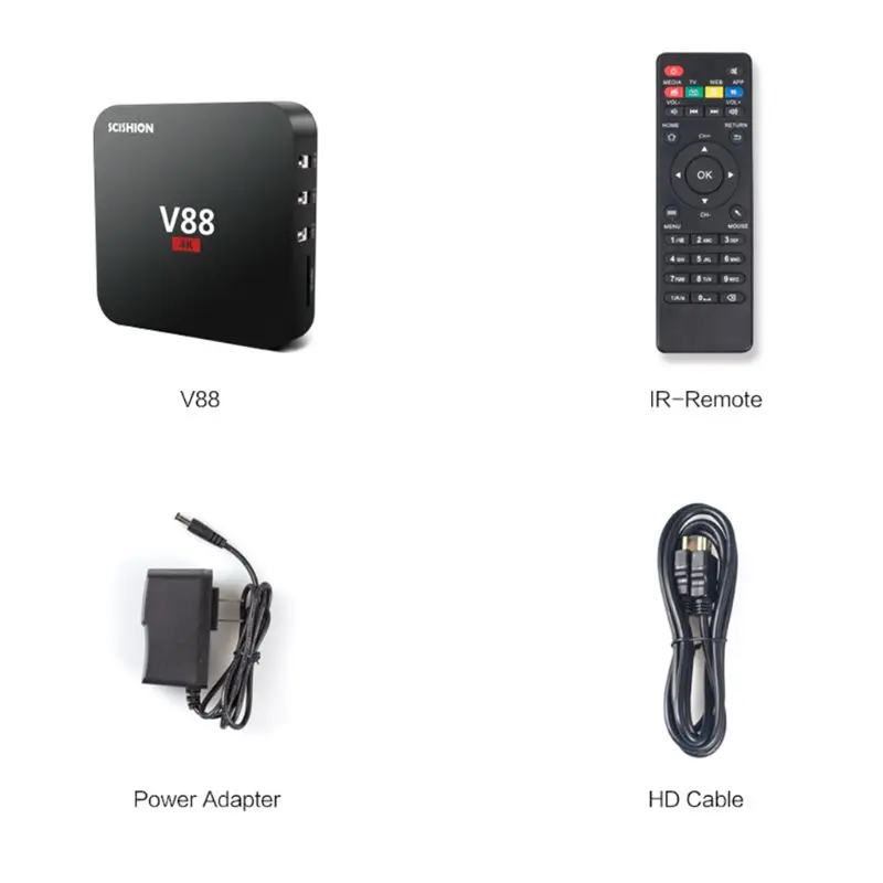 Приставка Смарт-ТВ V88 Android 7 1/8 1 четырехъядерный процессор RK3229 память ГБ 8 2 16 |