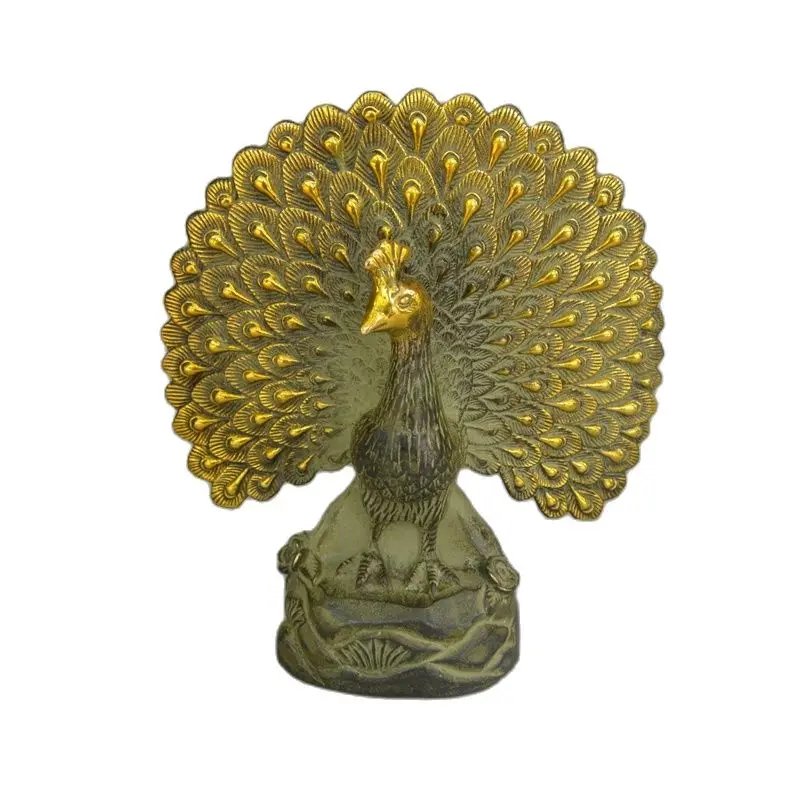 China Old Bronze Rural Collections Bronze Statue Of A Peacock In His Pride