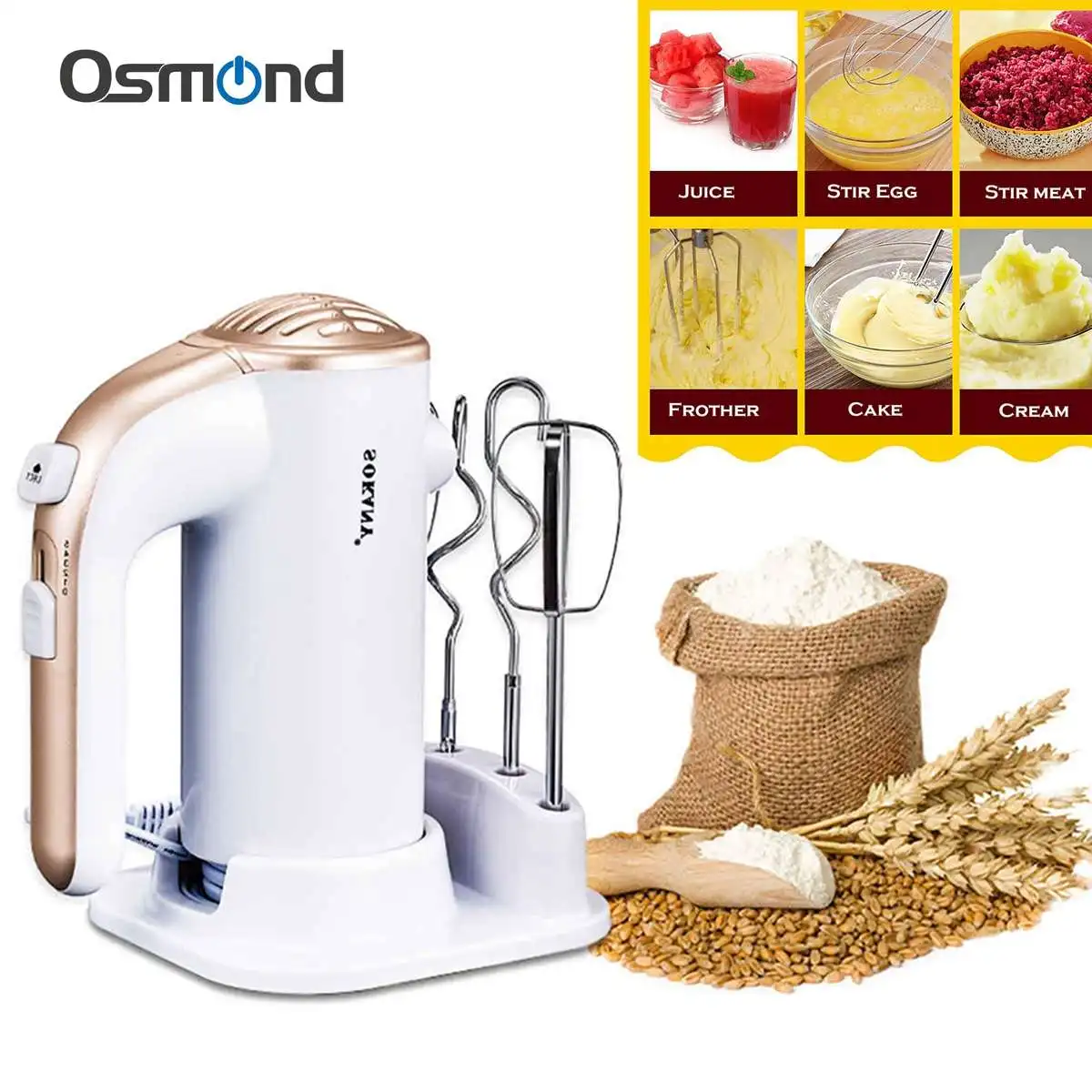 

500W 220V Electric Food Mixer 5 Speeds Handheld Blender Food Processor Automatic Dough Blender Egg Beater Kitchen appliances