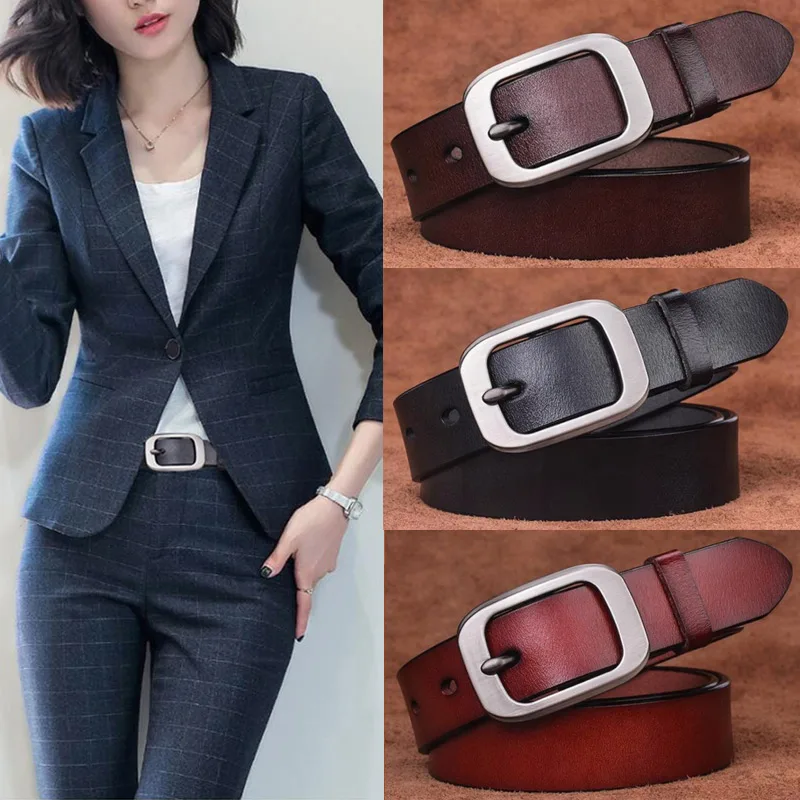 

Women's Belt Lady Fashion Classic Brand Design Genuine Leather Belt Woman Luxury Oil Wax Cow Leather Belt Female