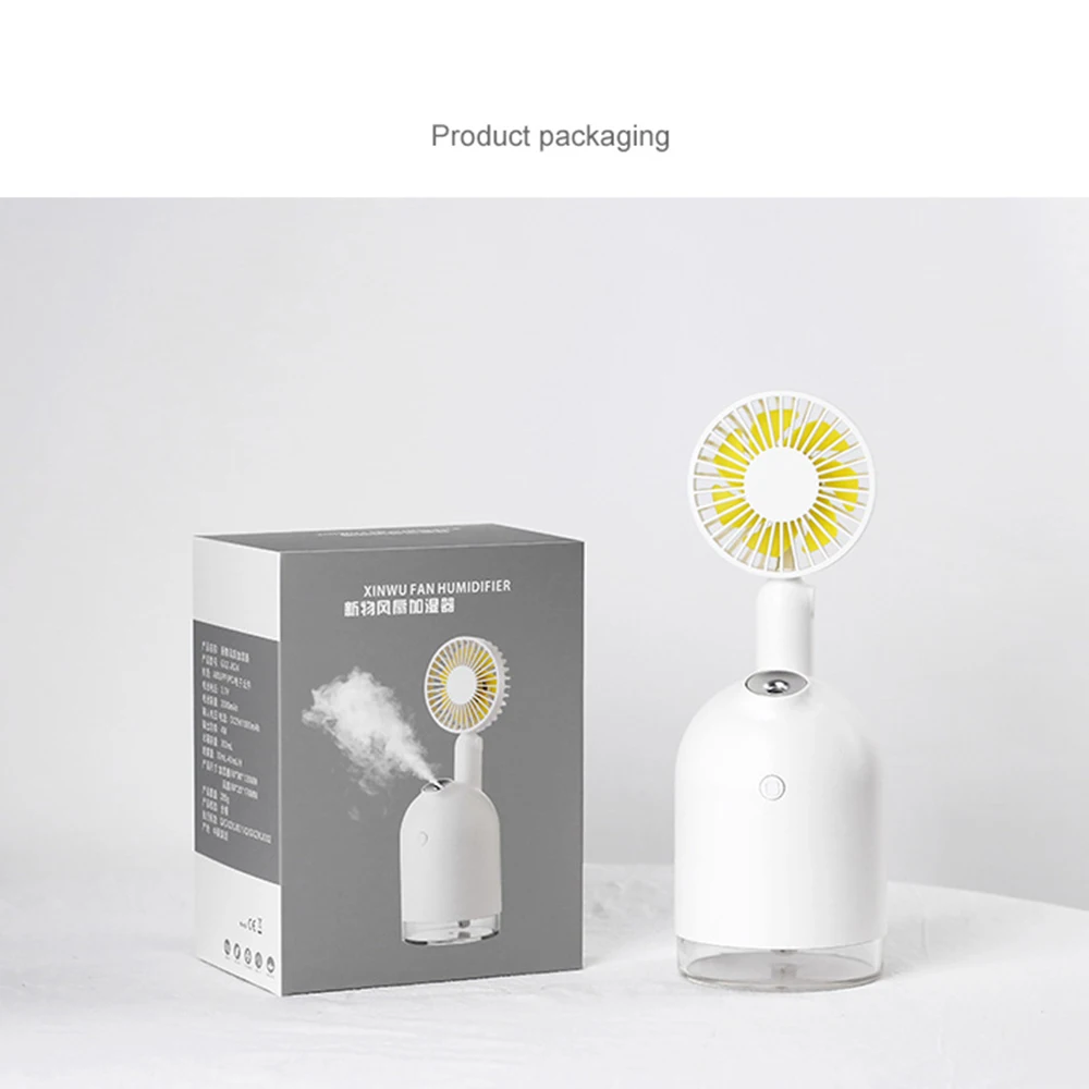 

USB Mini Humidifier Fan Air Purifier Cooling Fans 7 Colors Light Conditioner Handheld Fan For Bedroom Office