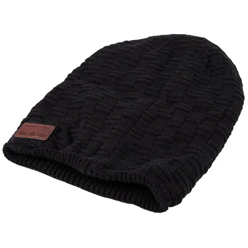 Беспроводная Bluetooth V4.2 Вязаная Шапка-бини плюс бархатная зимняя клетчатая шапка