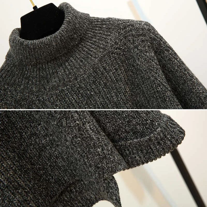 Зимний подиум для женщин Oufits вязаный комплект из двух предметов свободный длинный рукав водолазка джемпер пуловер свитер+ юбка комплект свитер