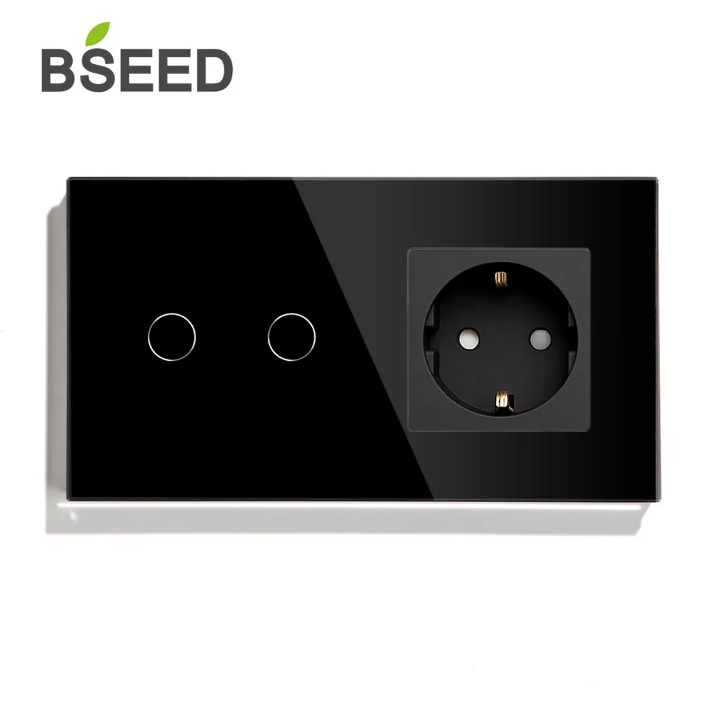 BSEED, 1 комплект, 2 комплекта, 3 комплекта, 1 способ, 2 способа, сенсорный выключатель, стандарт ЕС, розетка с черным, белым, золотым, кристальным стеклом, панельные переключатели