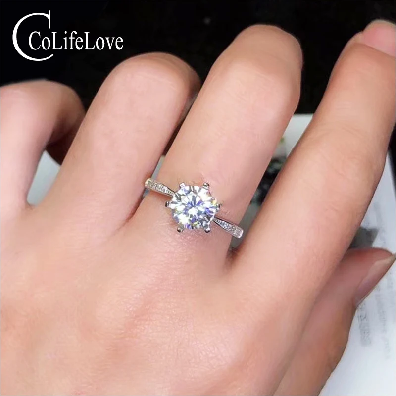 Ювелирные изделия CoLife 1.2ct 2ct D Цвет VVS1 класс Moissanite кольцо для свадьбы Серебро 925