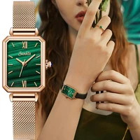 sunkta watch women watches top brand luxury fashion rectangular small green watch ladies ultra thin waterproof quartz wristwatch