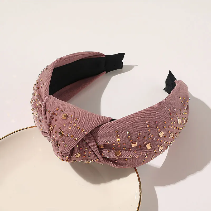 

2020 New Korean Boutique Hairband Crystal Knotted Headband women Girls Wide Bezel Hair Hoop Bands Hair accessories Headdress