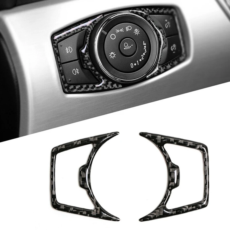 

for Ford Mustang Mustang (2015-2019) F150 Explorer 2015-18 Car Interior Carbon Fiber Headlight Switch Adjustment Frame