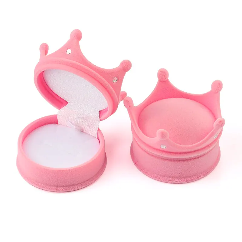 Crown-pink 1 шт. прекрасный бархатный контейнер для ювелирных изделий коробка для свадебных колец для сережек Ожерелье Браслет Дисплей Подарочная коробка держатель 16 стилей - Цвет: Crown-pink