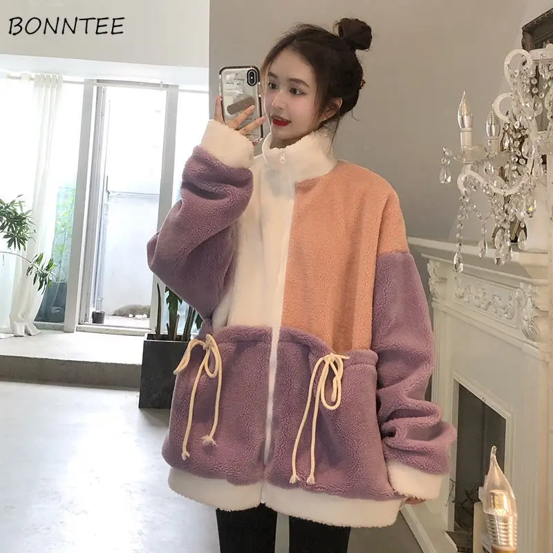 

Hoodies Women Loose Couples Patchwork Oversized Sweatshirts Large Size 3XL Casual Fashion Zip-up Full Sleeve Students New Spring