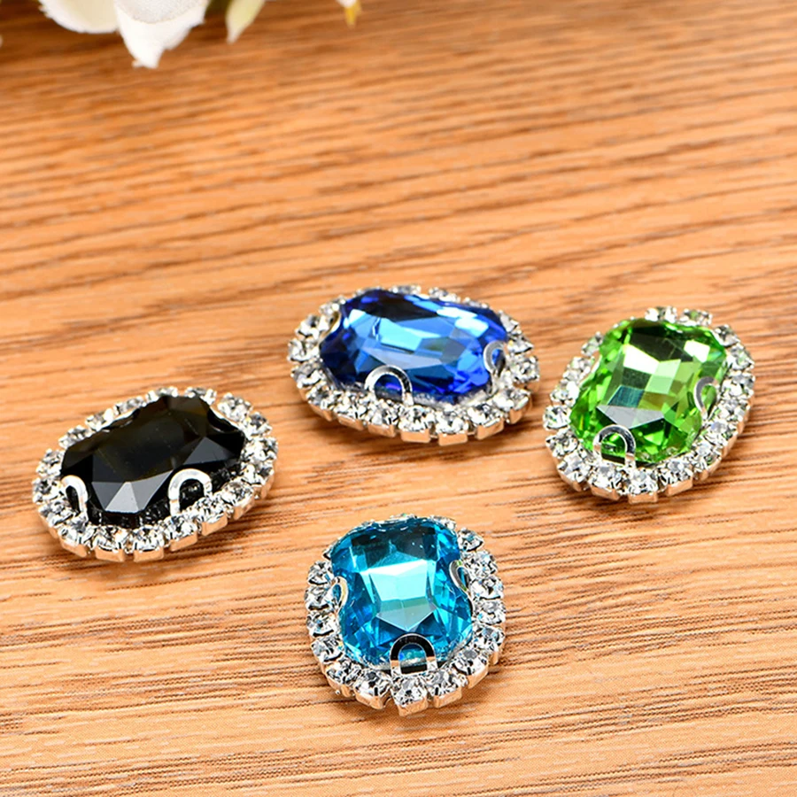 Восьмиугольные Стразы 20 шт. стразы с серебряной пряжкой в форме бриллианта