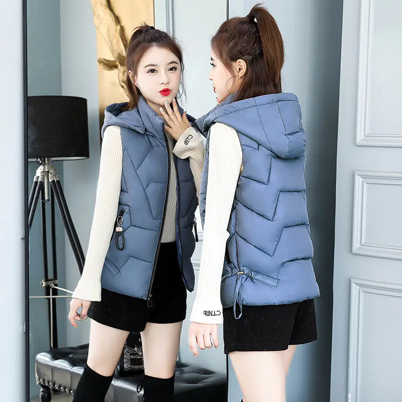 

2020 Winter New Thick Hooded Sleeveless Vest Jacket WaistCoat Womenmen Fashion Casual Warm Slim Waistcoat Jackets for Lady G29