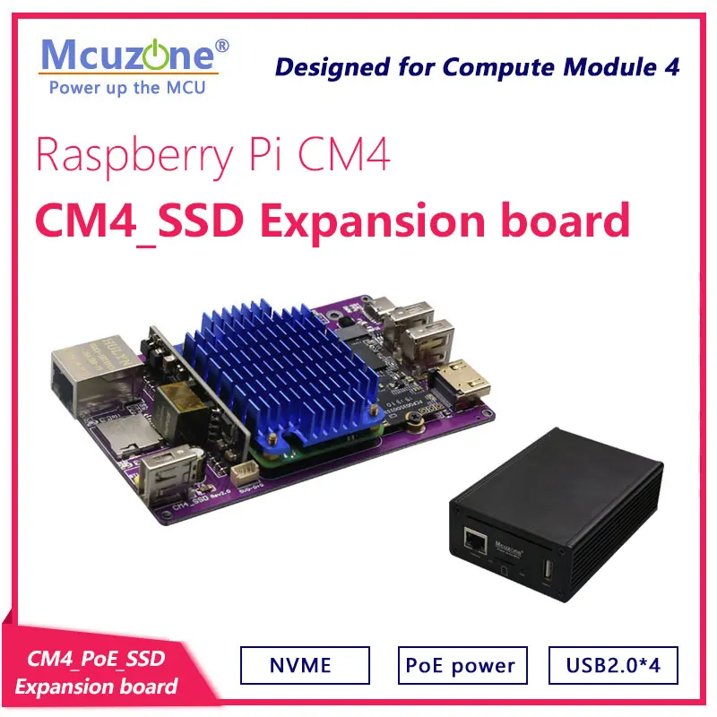 

Raspberry Pi CM4 POE_SSD Expansion board Aluminum Case NVME M.2 USB HDMI 4G LTE FAN