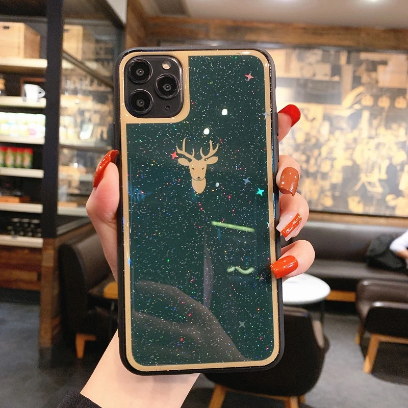 Бургундский Изумрудный Блестящий Мягкий Силиконовый ТПУ чехол с сердечками и