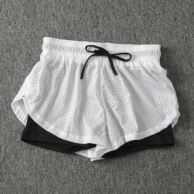 

Летние спортивные короткие женские двухслойные эластичные леггинсы для фитнеса, женские шорты для спортзала и йоги, спортивные брюки