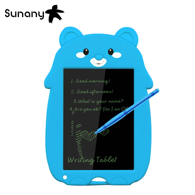 Синий Sunany 8,5 ''мультяшный ЖК-планшет для рисования, электронный блокнот для рукописного ввода, многоразовая Экологичная доска для письма - Цвет: Синий
