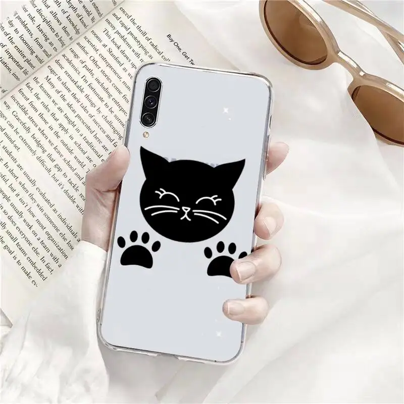 

Cute cat scratching Phone Case Transparent For Samsung Galaxy A71 A21s S8 S9 S10 plus note 20 ultra