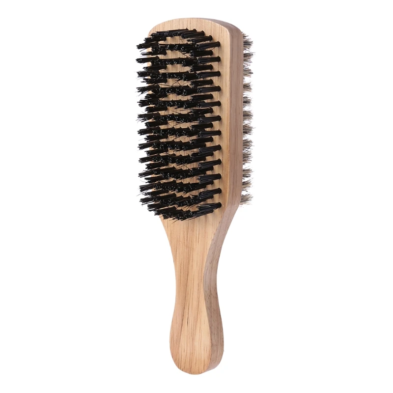 

Men Double-Side Antistatic Hair Brush Wooden Handle Massage Facial Beard Styling
