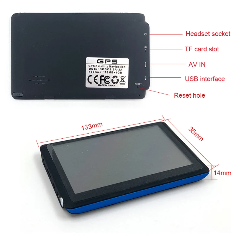 5 дюймовая HD Автомобильная ОС CE 6.0 GPS навигация ЦП 800 МГц FM/8 ГБ 128 М новейшие карты