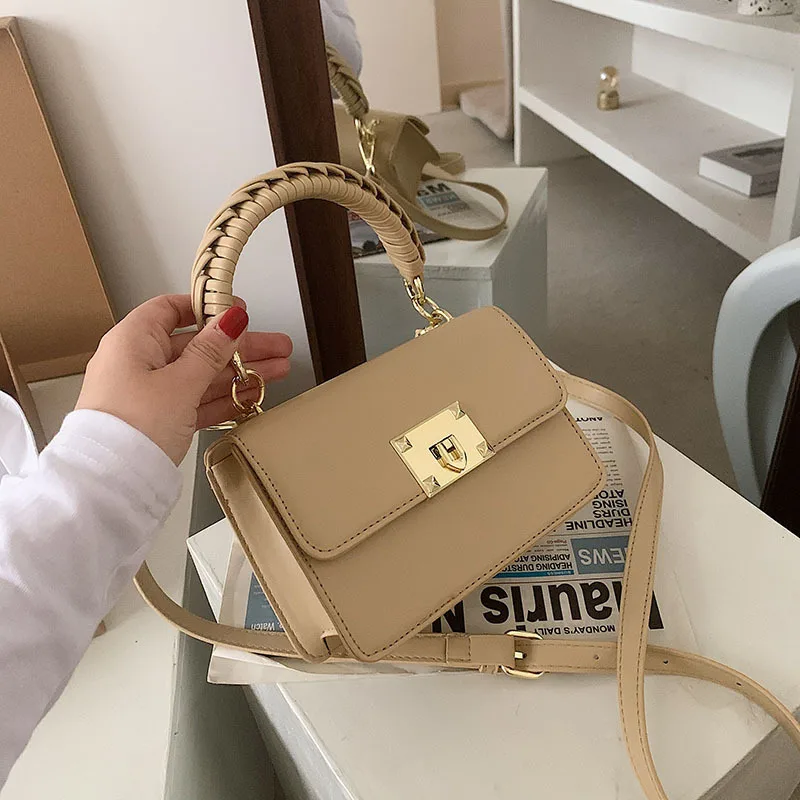 

Spring New Products 2021 New Ladies Woven Handbag Women Retro Simple Small Square Bag Fashion Popular One-shoulder Messenger Bag