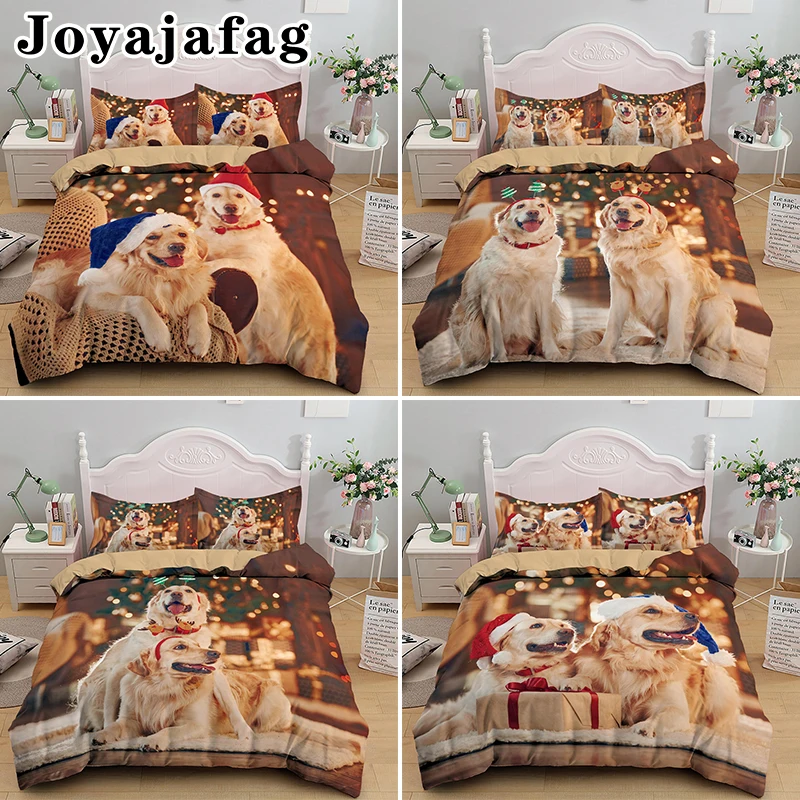 

Cute Dogs Christmas Bedding Set AU UK EU US King Queen Duvet Cover And Pillowcase For Kids Adult Gifts Single Double Bed Sets
