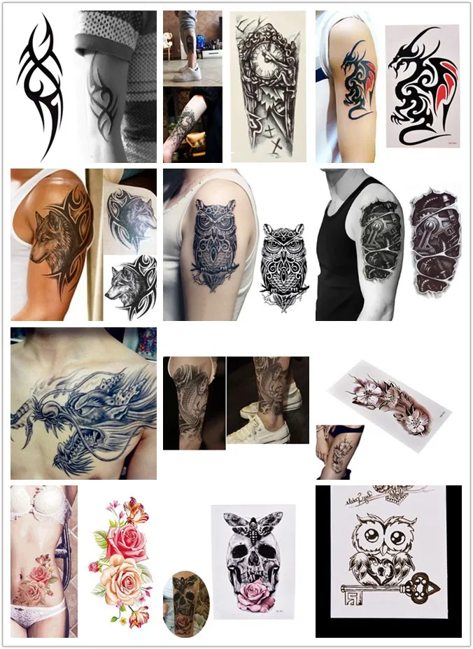 

Waterproof Large Temporary Tattoo Stickers Men Women Arm Leg Transfer Tattoo Dragon Sexy Products Full Flower Arm