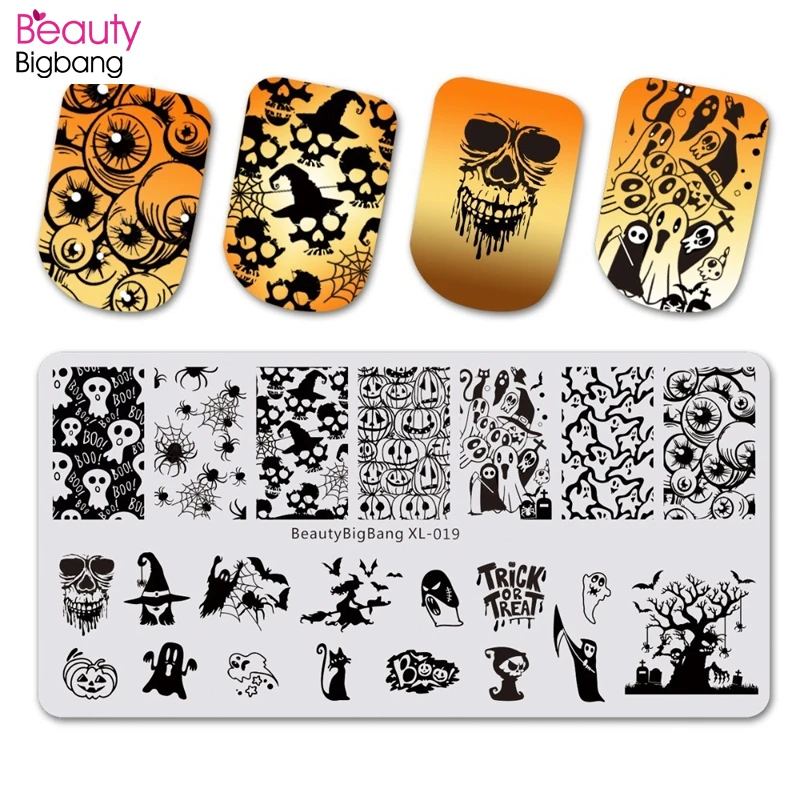 Штампованные пластины Beautybigbang 6*12 см цветочный узор в виде черепа штампованные