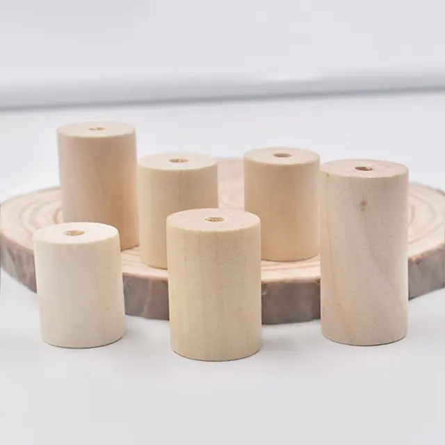 Big Cylinder Shape Natural Wood 20x25mm 20x30mm 20x40mm Loose Handcraft Big Hole Beads for DIY Crafts Jewelry Making 5pcs 1