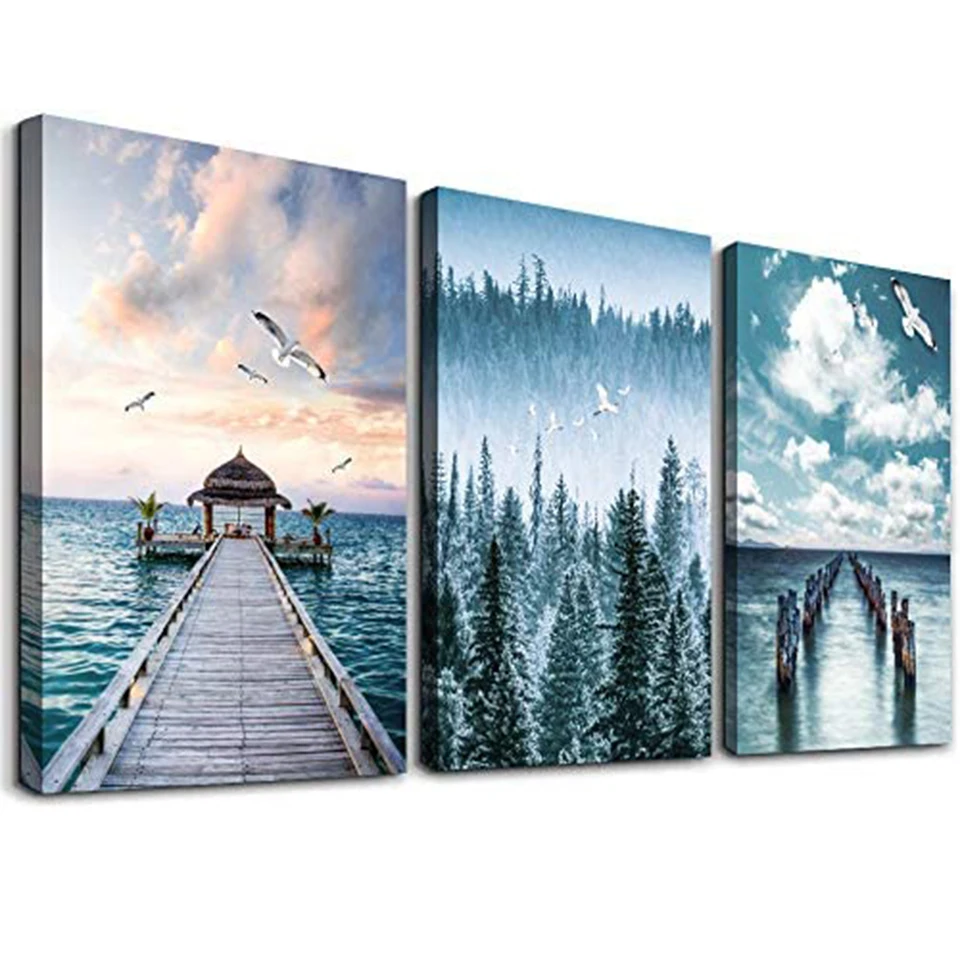 

Триптих алмазов картина «зеленый лес» пляжные картина лодки, моря, мост 3 Панель Полный Дрель Стразы мозаика каменное низшее напряжение EE1979