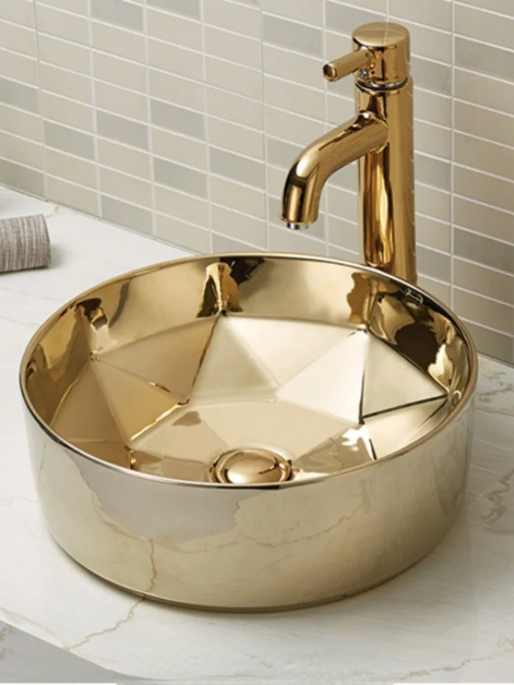 

Ceramic bathroom sink golden art basin A460B