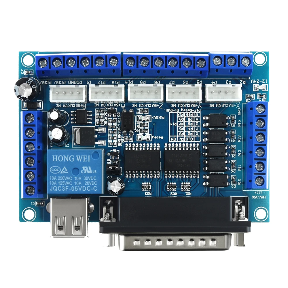 5 axis CNC Breakout Board for Stepper Motor Driver MACH3 Parallel Port Control 4 axis cnc breakout board parallel stepper motor driver module lv8727