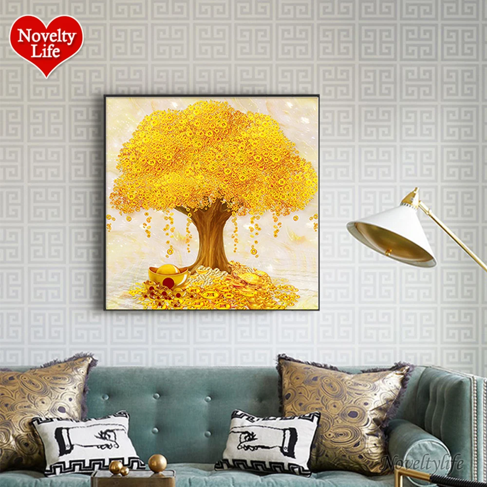 

5D DIY Diamond Painting Golden Tree Cross Stitch Kit Mosaic Diamond Embroidery Full Round Drill Home Decoration Colorful Picture