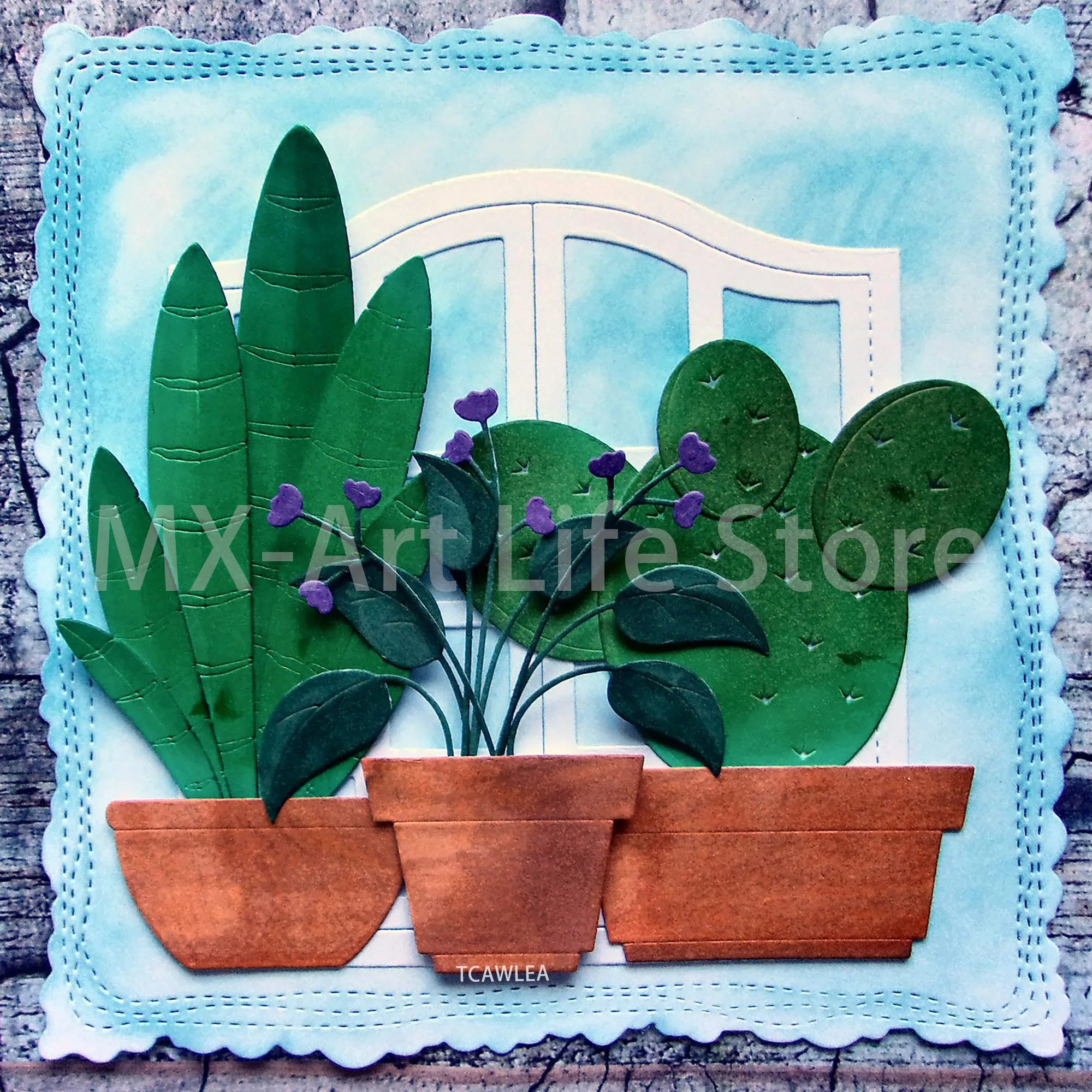 Трафарет кактус листья металлические пресс-формы для бонсая растения с алоэ в