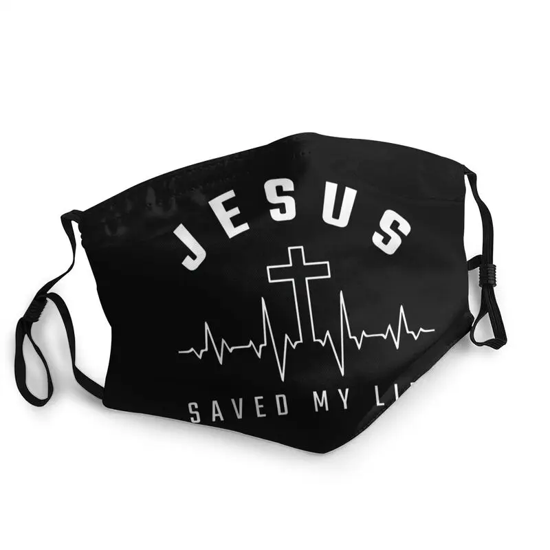 

Washable Jesus Saved My Life Mask for Face Christian Religious Faith Anti Dust Protection Cover Mask Respirator Muffle