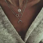 Модное многослойное ожерелье с Луной, картой, женское индивидуальное многослойное ожерелье в богемном стиле, Женская Модная бижутерия