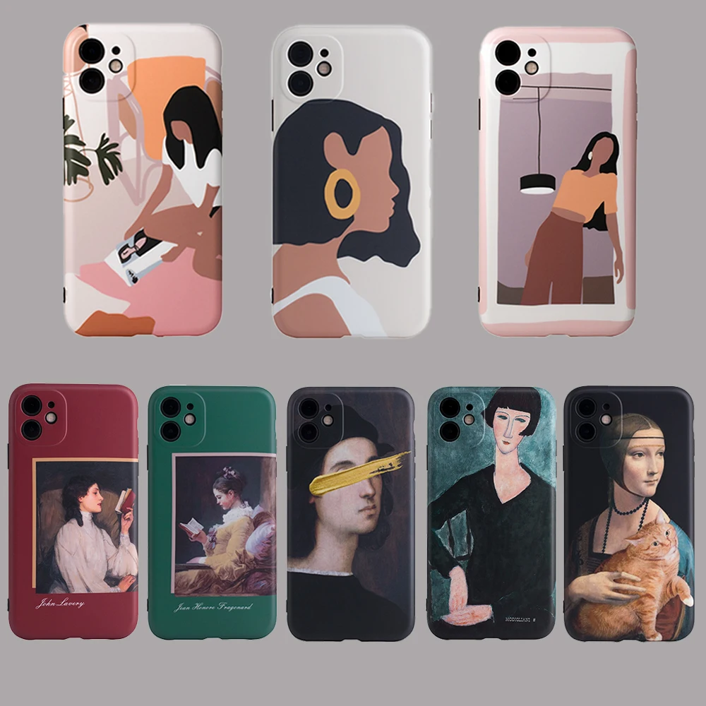 Чехол для iPhone 12mini 12 Pro Max чехол XSMax X XS XR 7 8 Plus 11 крутая абстрактная живопись кот