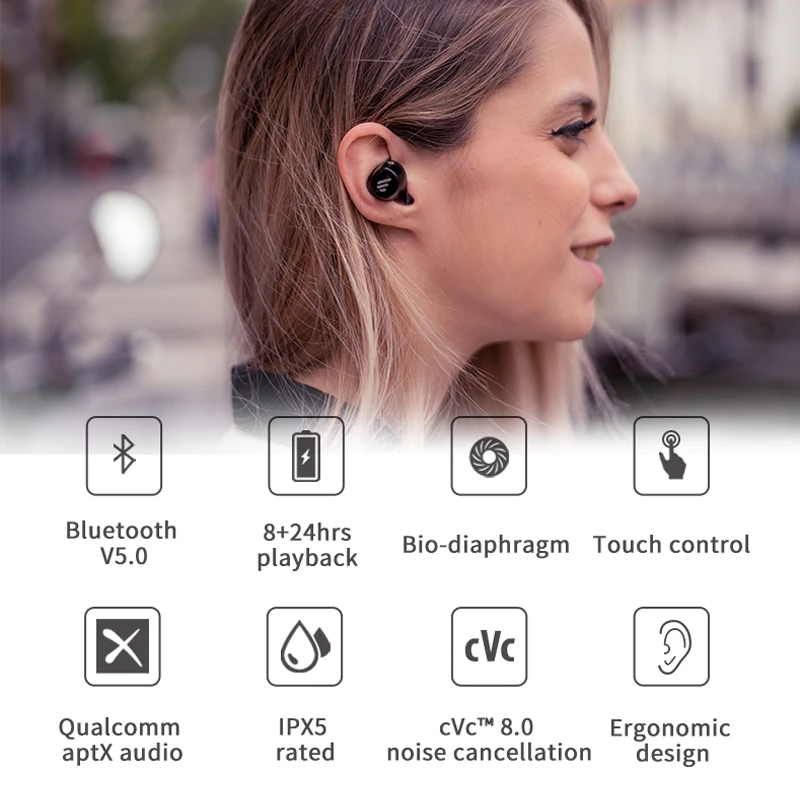 EDIFIER TWS1 сенсорное управление IPX5 эргономичный дизайн Bluetooth V5.0 TWS наушники bluetooth наушники беспроводные наушники