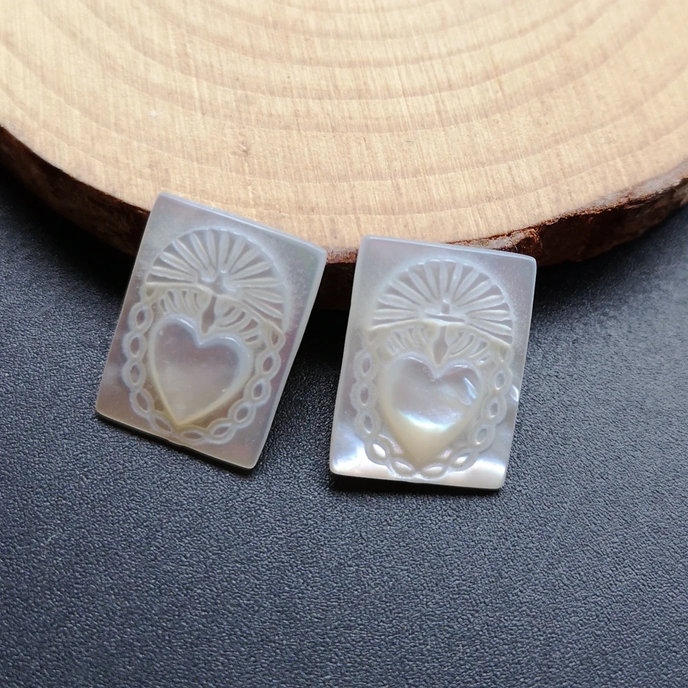 30pcs/lot 12x16mm Natural Rectangle Sacred Heart Mother of Pearl Shell for DIY Jewelry | Украшения и аксессуары