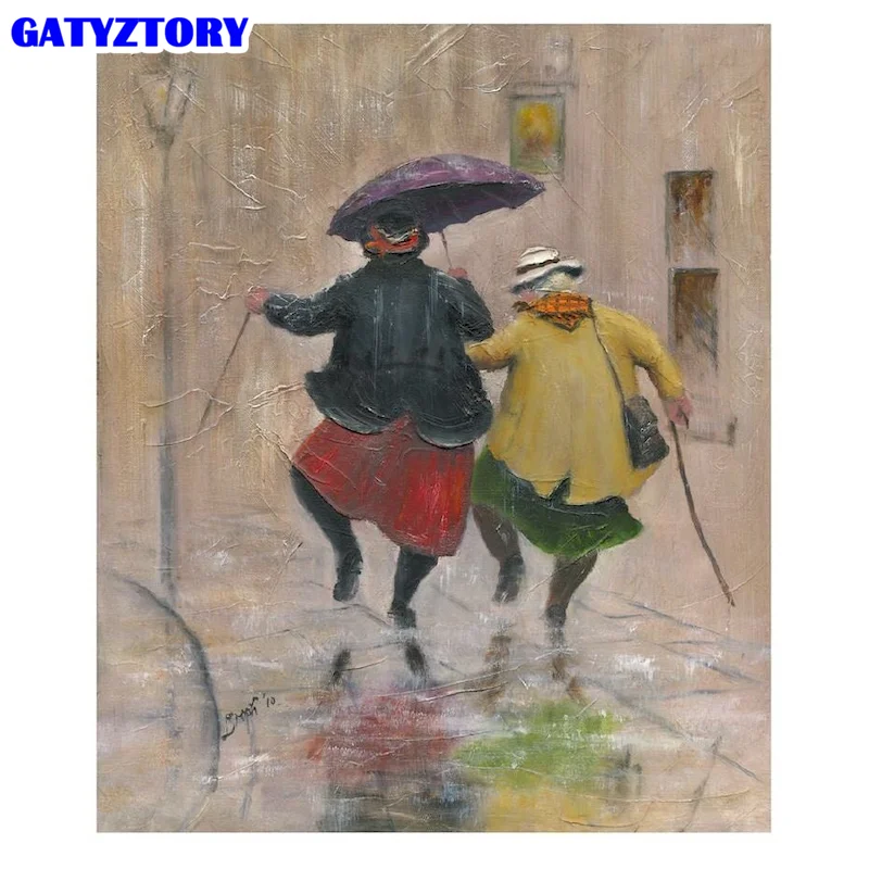 

Gatyztory Frame DIY Painting By Numbers Figure Landscape HandPainted Art Gift oil painting on canvas handmade Home Decor 60x75c