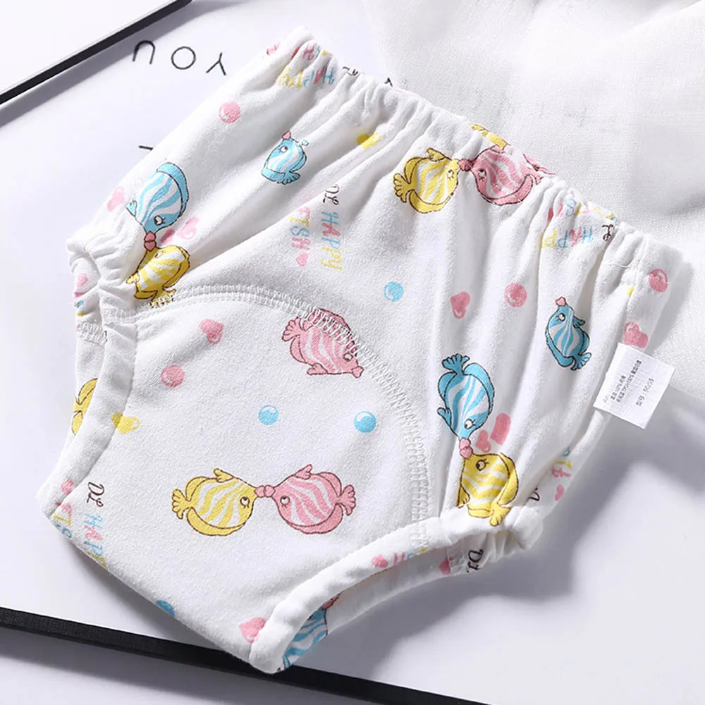 Reusable Cloth Diapers 4Layers Baby Cotton Training Pants Mermaid Baby Nappies for Girls Boys Cotton Panties Toddler Underwear