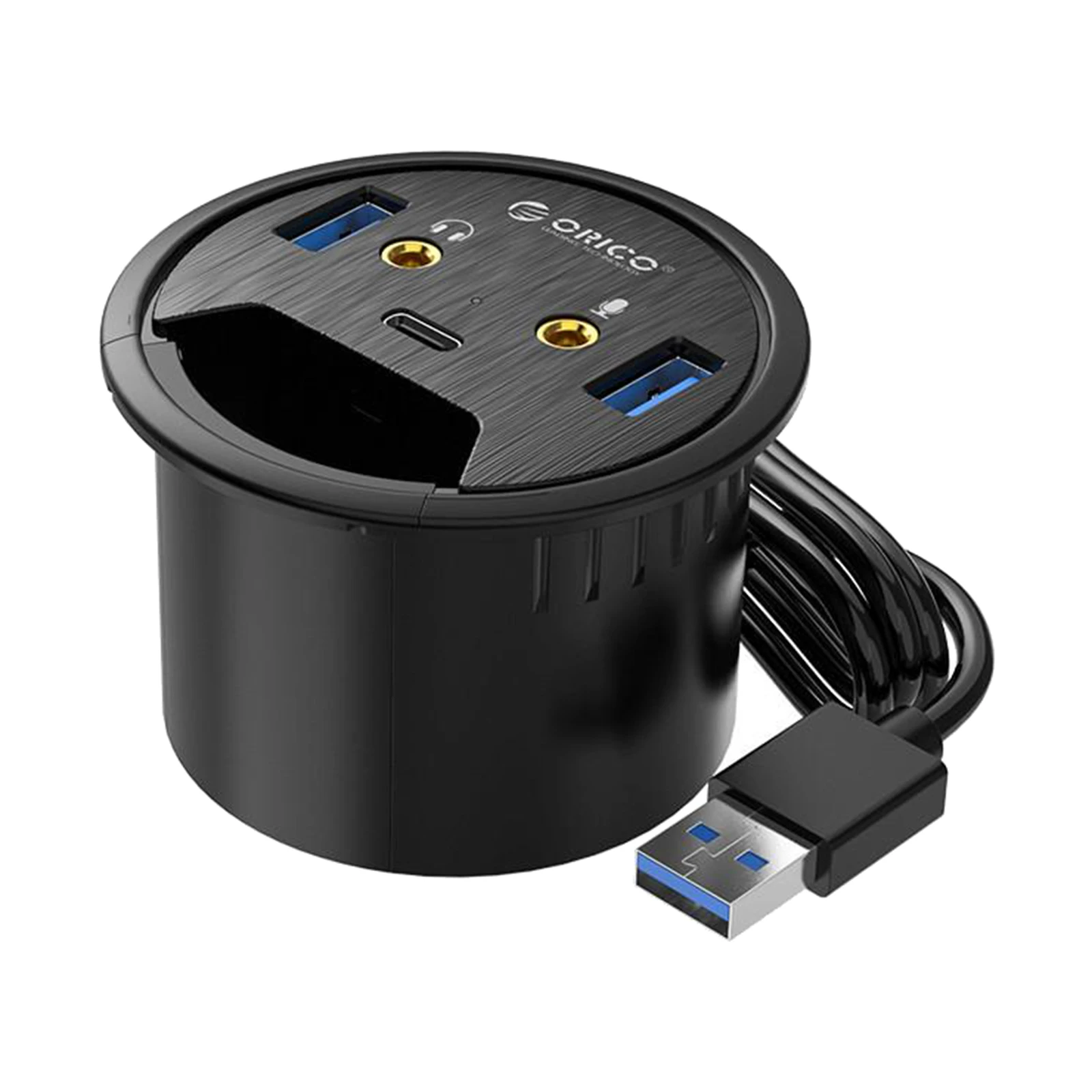 

USB Desktop Power Grommet Hub Desk Outlet Socket with 2 Type-A 1 Type-C Port