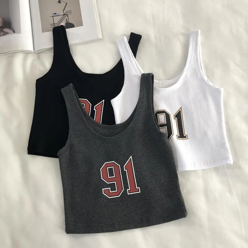 

sexy tank top club outfits sleeveless short Slim women clothes Korean style printing crop top 2020 new summer womens clothing