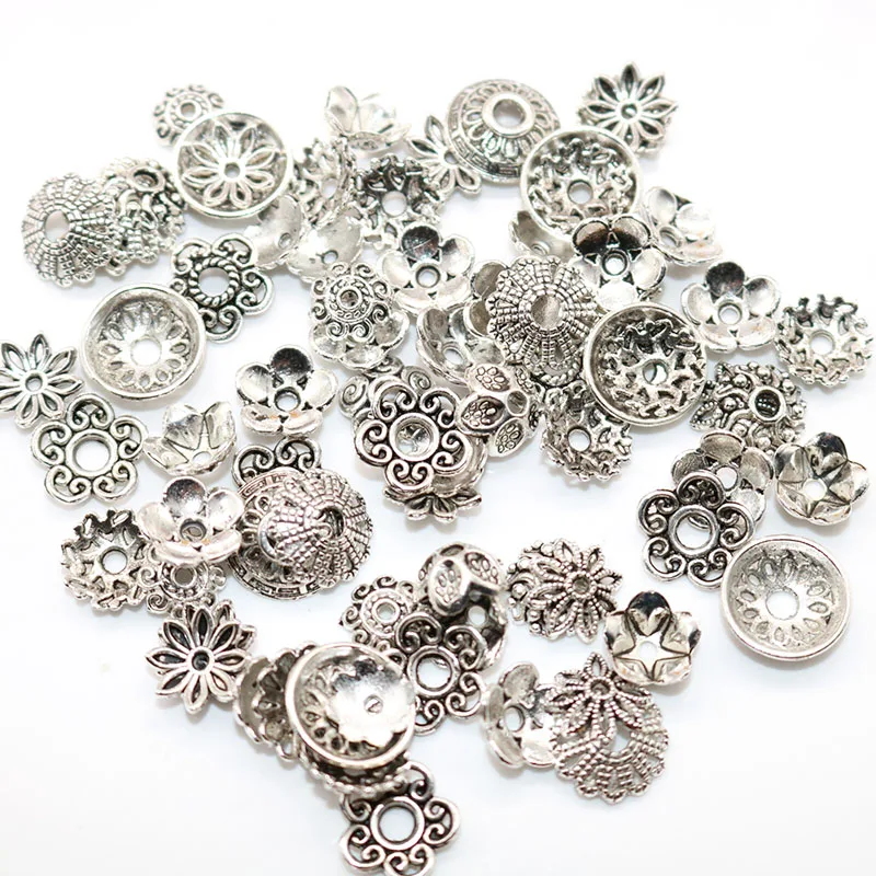 Тибетские антикварные серебряные цветные бусины разных размеров для рукоделия